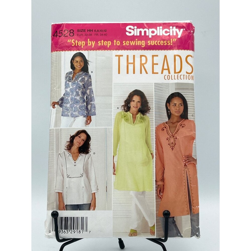 Simplicity Threads Collection Sewing Pattern 4528 Tunics & Tops Size HH 6 8 10 1